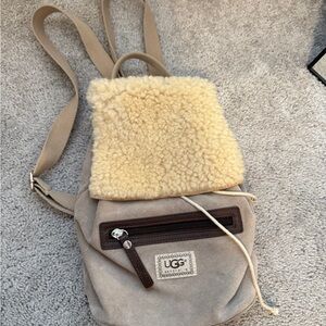 UGG Beige and Cream Suede Backpack